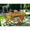 Outdoor Dining Set - Chairs with Slatted Back and Oval Table with Wood 4 legs - Natural Oil Finish (Pieces option)