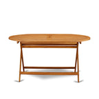 Outdoor Dining Set - Chairs with Slatted Back and Oval Table with Wood 4 legs - Natural Oil Finish (Pieces option)