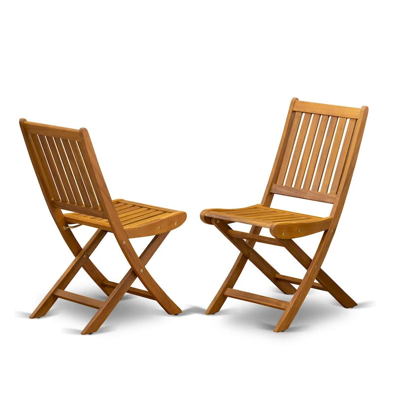 Outdoor Dining Set - Chairs with Slatted Back and Oval Table with Wood 4 legs - Natural Oil Finish (Pieces option)