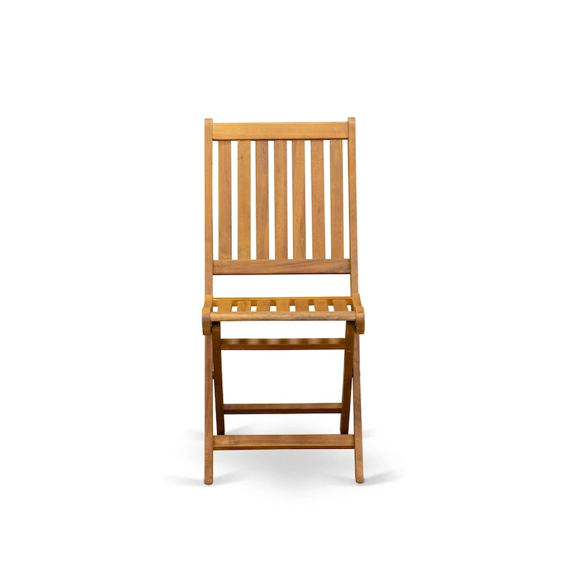 Outdoor Dining Set - Chairs with Slatted Back and Oval Table with Wood 4 legs - Natural Oil Finish (Pieces option)