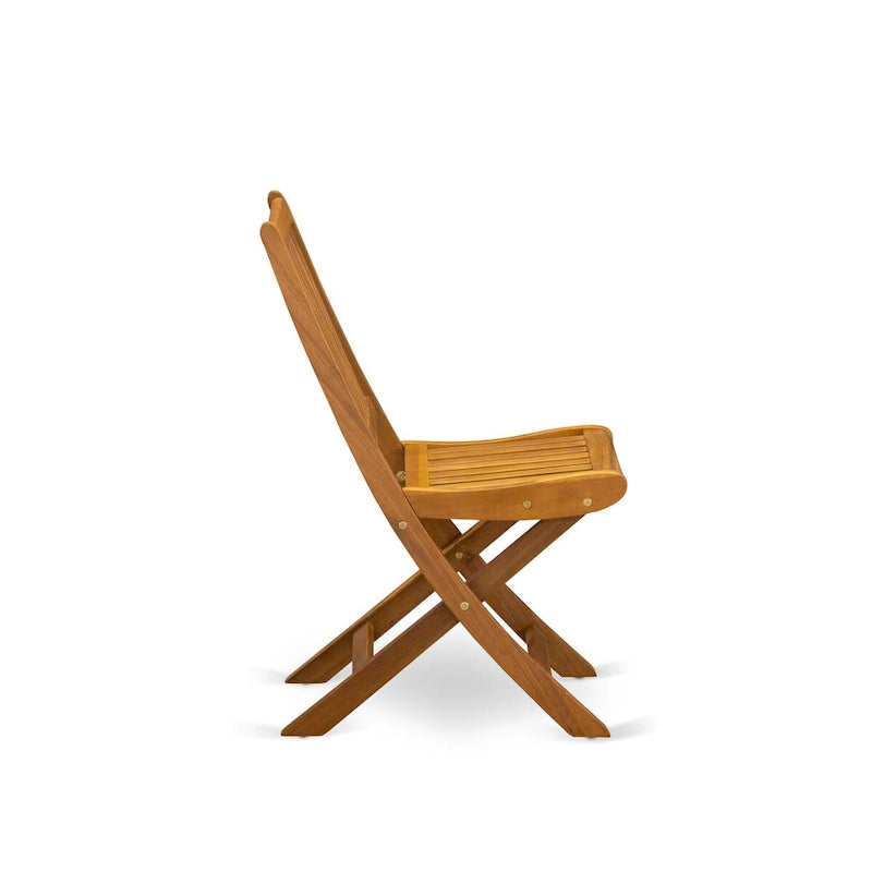 Outdoor Dining Set - Chairs with Slatted Back and Oval Table with Wood 4 legs - Natural Oil Finish (Pieces option)