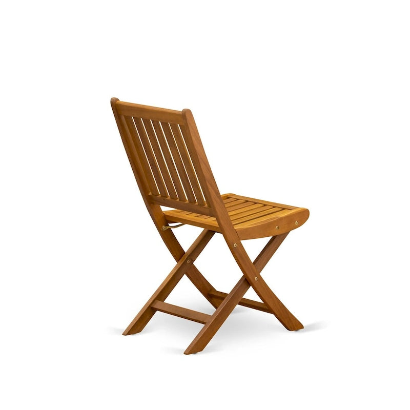 Outdoor Dining Set - Chairs with Slatted Back and Oval Table with Wood 4 legs - Natural Oil Finish (Pieces option)