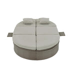 Outdoor Rattan Reclining Day Bed with Foldable Cup Trays for Lawn