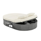 Outdoor Rattan Reclining Day Bed with Foldable Cup Trays for Lawn