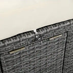 Outdoor Rattan Reclining Day Bed with Foldable Cup Trays for Lawn
