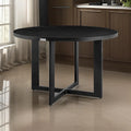 Ollie 48 Inch Patio Dining Table, Aluminum Frame and Round Tabletop, Black
