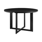 Ollie 48 Inch Patio Dining Table, Aluminum Frame and Round Tabletop, Black