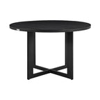 Ollie 48 Inch Patio Dining Table, Aluminum Frame and Round Tabletop, Black