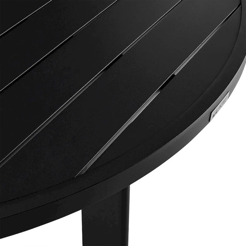 Ollie 48 Inch Patio Dining Table, Aluminum Frame and Round Tabletop, Black