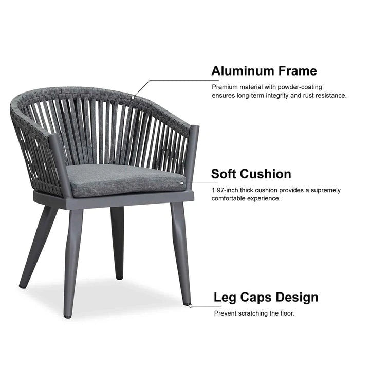 PURPLE LEAF Outdoor Dining Set with Patio Aluminium Dining Table and Wicker Rattan Chairs