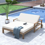 1-Piece Farmhouse-styled Wooden Outdoor Sunbed for Ultimate Relaxation Outdoor Daybed Seating 2 People for Poolside