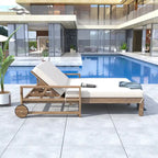 1-Piece Farmhouse-styled Wooden Outdoor Sunbed for Ultimate Relaxation Outdoor Daybed Seating 2 People for Poolside