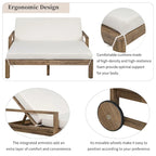 1-Piece Farmhouse-styled Wooden Outdoor Sunbed for Ultimate Relaxation Outdoor Daybed Seating 2 People for Poolside