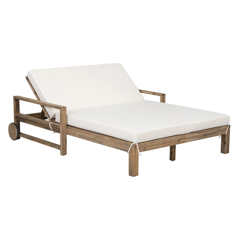 1-Piece Farmhouse-styled Wooden Outdoor Sunbed for Ultimate Relaxation Outdoor Daybed Seating 2 People for Poolside