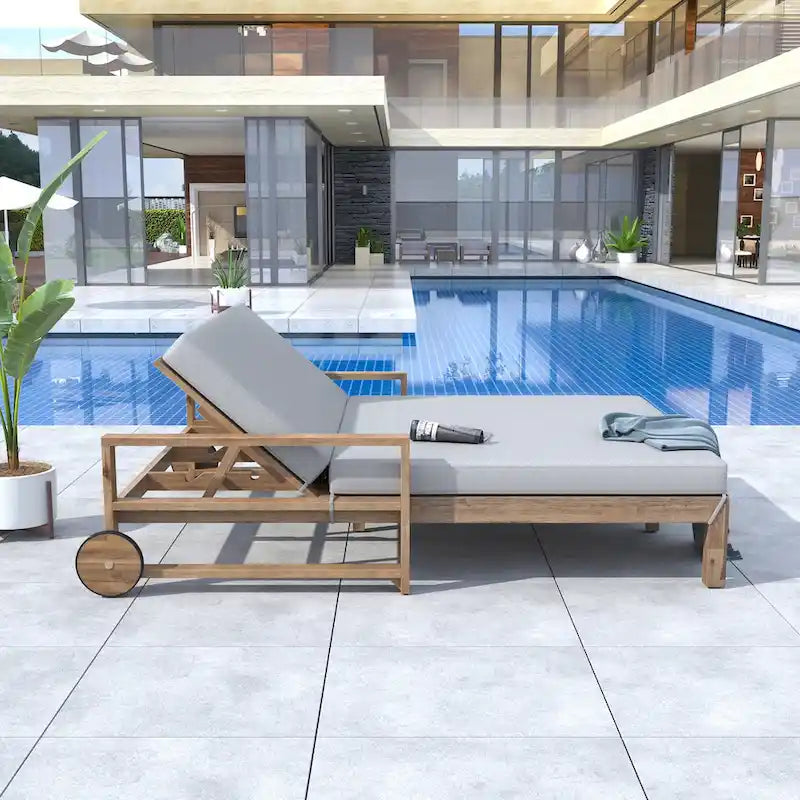 1-Piece Farmhouse-styled Wooden Outdoor Sunbed for Ultimate Relaxation Outdoor Daybed Seating 2 People for Poolside