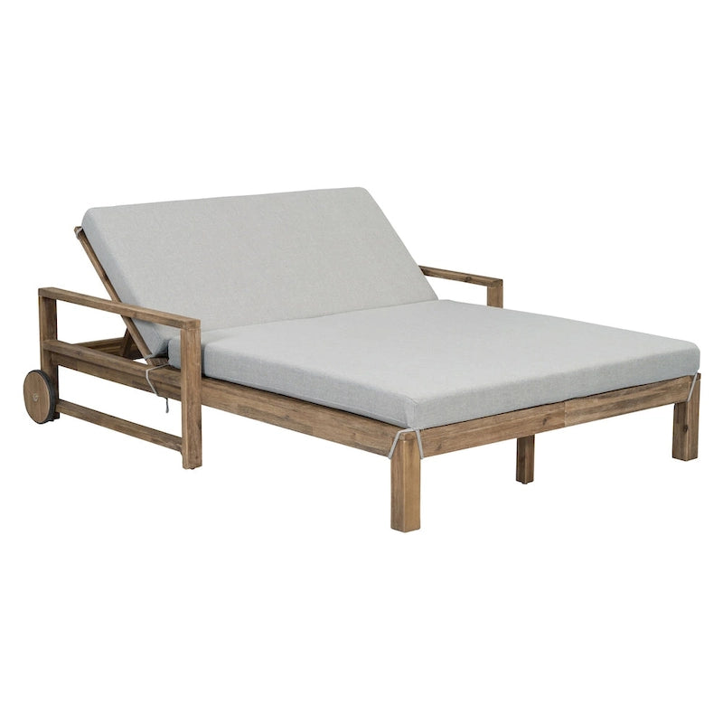 1-Piece Farmhouse-styled Wooden Outdoor Sunbed for Ultimate Relaxation Outdoor Daybed Seating 2 People for Poolside