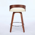 Bar Stools Set of 2,Swivel Bar Height Stools with Low Back,Wood Bar Chairs with Soft Cushion Seat,25-Inch Seat Height
