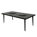 Modern Ornate Outdoor Mesh Aluminum 84-in Large Rectangular Patio Dining Set with Two Lazy Susans and Eight Chairs - N/A