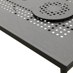 Modern Ornate Outdoor Mesh Aluminum 84-in Large Rectangular Patio Dining Set with Two Lazy Susans and Eight Chairs - N/A