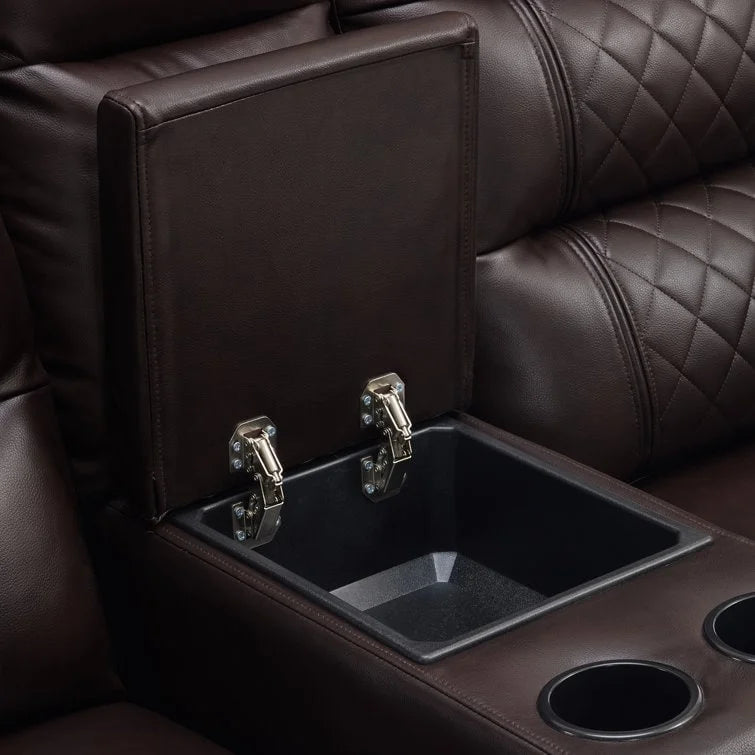 MCombo Divano reclinabile elettrico a due posti con console, divano reclinabile elettrico con calore e vibrazione, porte USB, portabicchieri PR624