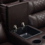 MCombo Divano reclinabile elettrico a due posti con console, divano reclinabile elettrico con calore e vibrazione, porte USB, portabicchieri PR624