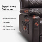 MCombo Divano reclinabile elettrico a due posti con console, divano reclinabile elettrico con calore e vibrazione, porte USB, portabicchieri PR624