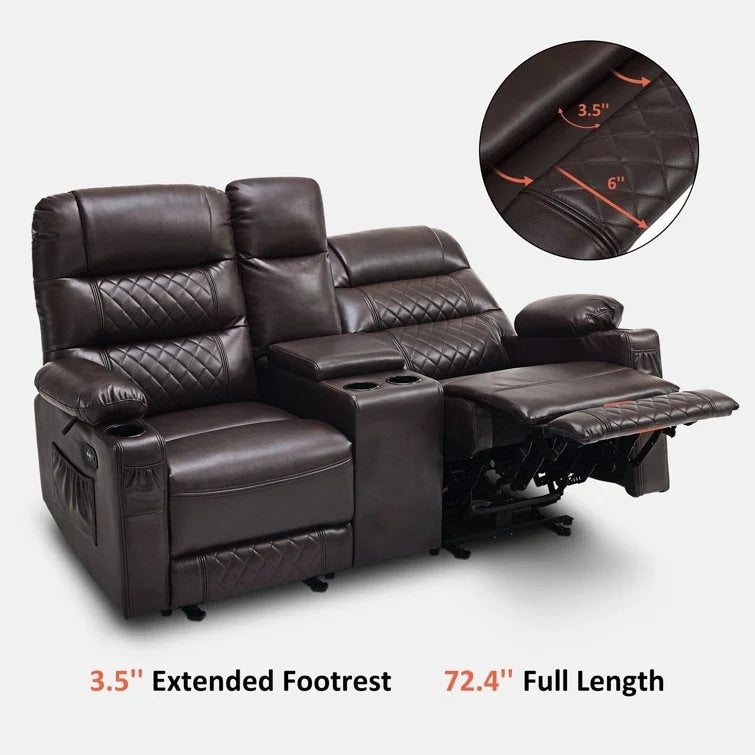 MCombo Divano reclinabile elettrico a due posti con console, divano reclinabile elettrico con calore e vibrazione, porte USB, portabicchieri PR624