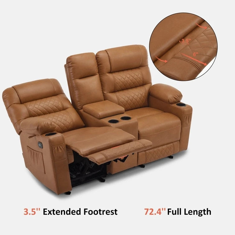 MCombo Divano reclinabile elettrico a due posti con console, divano reclinabile elettrico con calore e vibrazione, porte USB, portabicchieri PR624