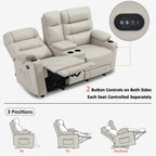 MCombo Divano reclinabile elettrico a due posti con console, divano reclinabile elettrico con calore e vibrazione, porte USB, portabicchieri PR624