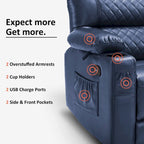 MCombo Divano reclinabile elettrico a due posti con console, divano reclinabile elettrico con calore e vibrazione, porte USB, portabicchieri PR624