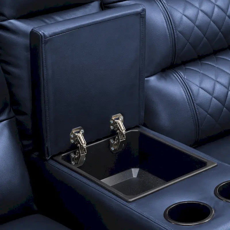 MCombo Divano reclinabile elettrico a due posti con console, divano reclinabile elettrico con calore e vibrazione, porte USB, portabicchieri PR624