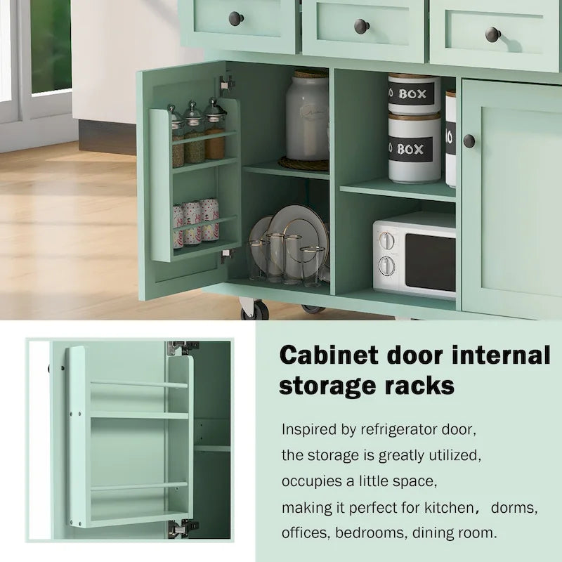 Portable Rolling Kitchen Island Cart with Storage