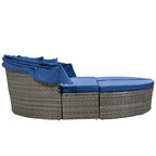 Outdoor Rattan Daybed with Retractable Canopy and Washable Cushions