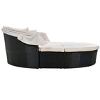 Outdoor Rattan Daybed with Retractable Canopy and Washable Cushions