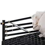 Outdoor Rattan Daybed with Retractable Canopy and Washable Cushions