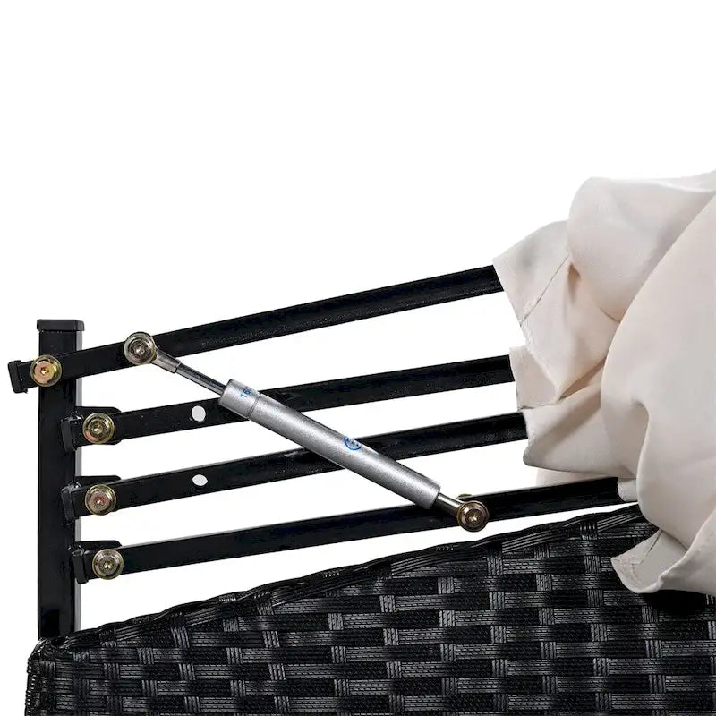 Outdoor Rattan Daybed with Retractable Canopy and Washable Cushions
