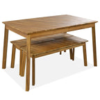 3 Pieces Outdoor Acacia Wood Dining Set with 2 Benches and Table