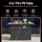 FINCATI 9-piece Extra Large High Back Outdoor Patio Furniture Sectional Conversation Sofa Set with Fire Pit Table