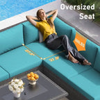 FINCATI 9-piece Extra Large High Back Outdoor Patio Furniture Sectional Conversation Sofa Set with Fire Pit Table