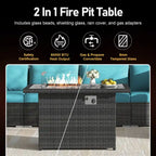 FINCATI 9-piece Extra Large High Back Outdoor Patio Furniture Sectional Conversation Sofa Set with Fire Pit Table