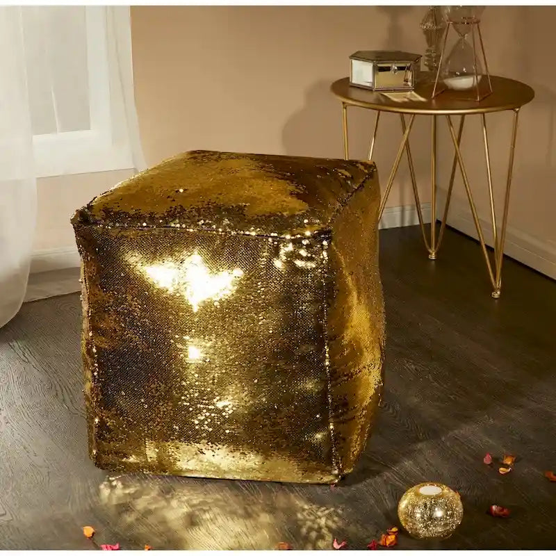Reversible Sequin Mermaid Pouf