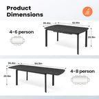 Pellebant Outdoor Aluminum Expandable Patio Dining Table Extension Table - 62.9/ 94.5(L) x 35.4(W) x 29.9(H)