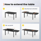 Pellebant Outdoor Aluminum Expandable Patio Dining Table Extension Table - 62.9/ 94.5(L) x 35.4(W) x 29.9(H)