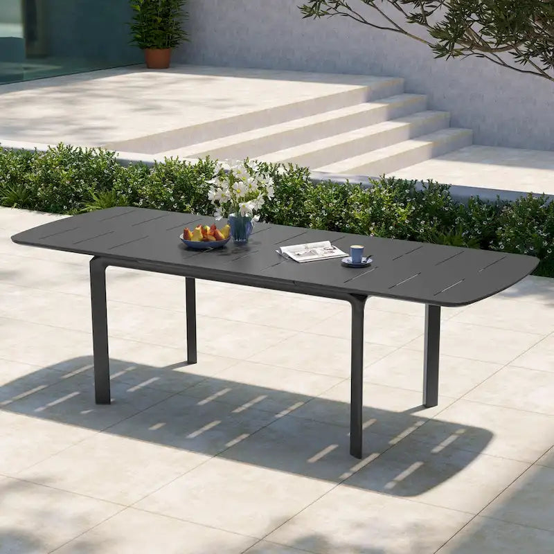Pellebant Outdoor Aluminum Expandable Patio Dining Table Extension Table - 62.9/ 94.5(L) x 35.4(W) x 29.9(H)