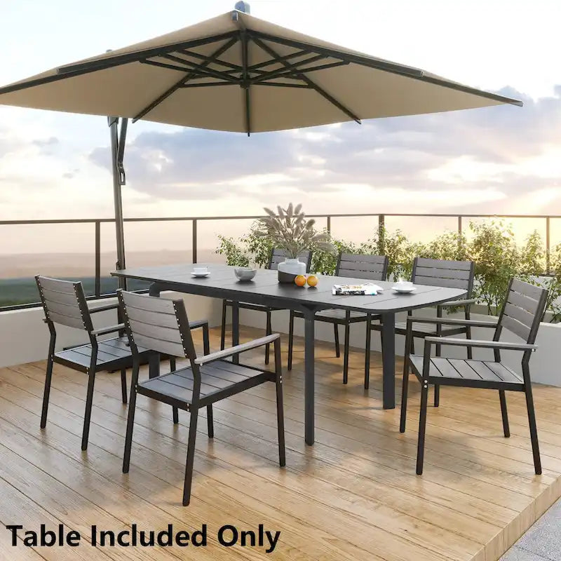 Pellebant Outdoor Aluminum Expandable Patio Dining Table Extension Table - 62.9/ 94.5(L) x 35.4(W) x 29.9(H)