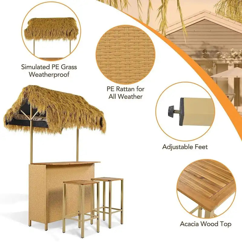 Hawaiian-style Bar Table Set Outdoor Party Bar Set