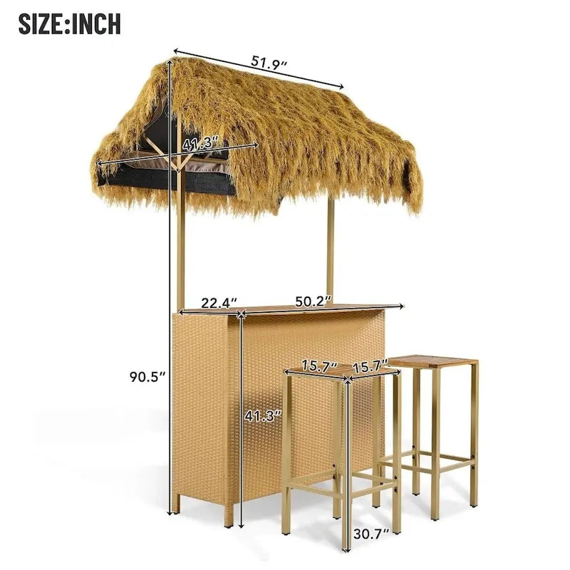 Hawaiian-style Bar Table Set Outdoor Party Bar Set