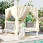 Outdoor Patio Sunbed with Curtains