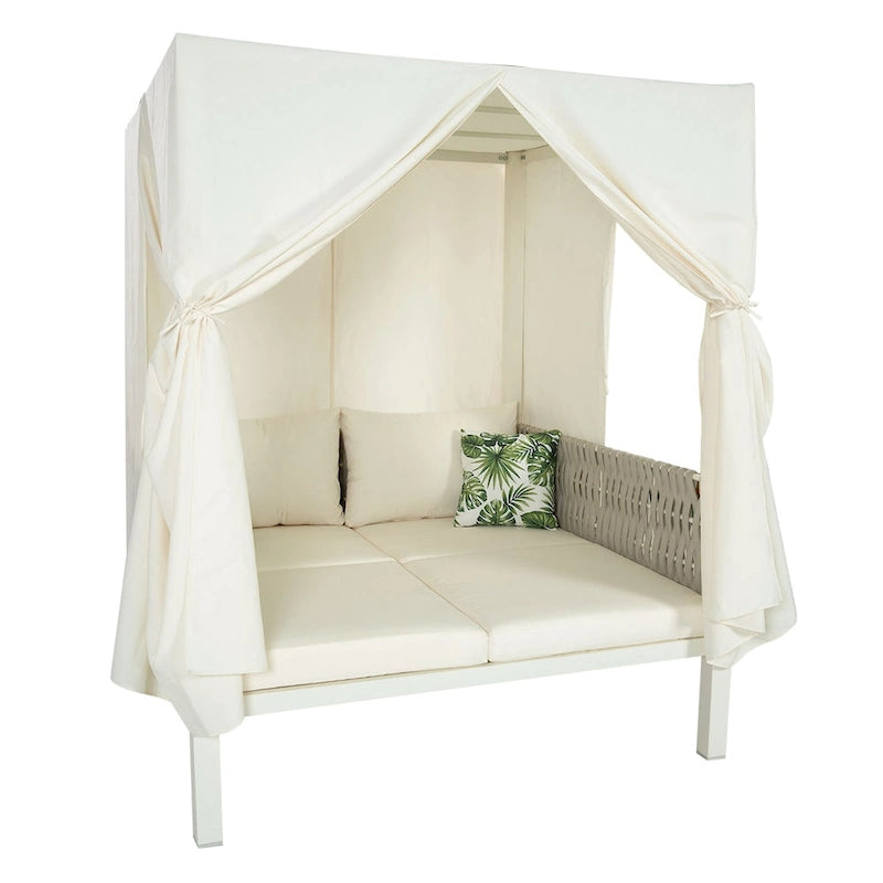 Outdoor Patio Sunbed with Curtains