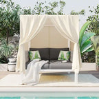 Outdoor Patio Sunbed with Curtains